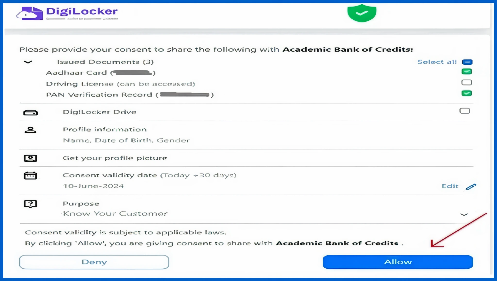 Step 3: Consent to Data Sharing abc.gov.in